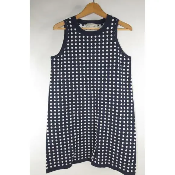 Ann Taylor Loft Sweater Dress Women’s Medium Blue/Wht Polka Dot NWT - Picture 3 of 7